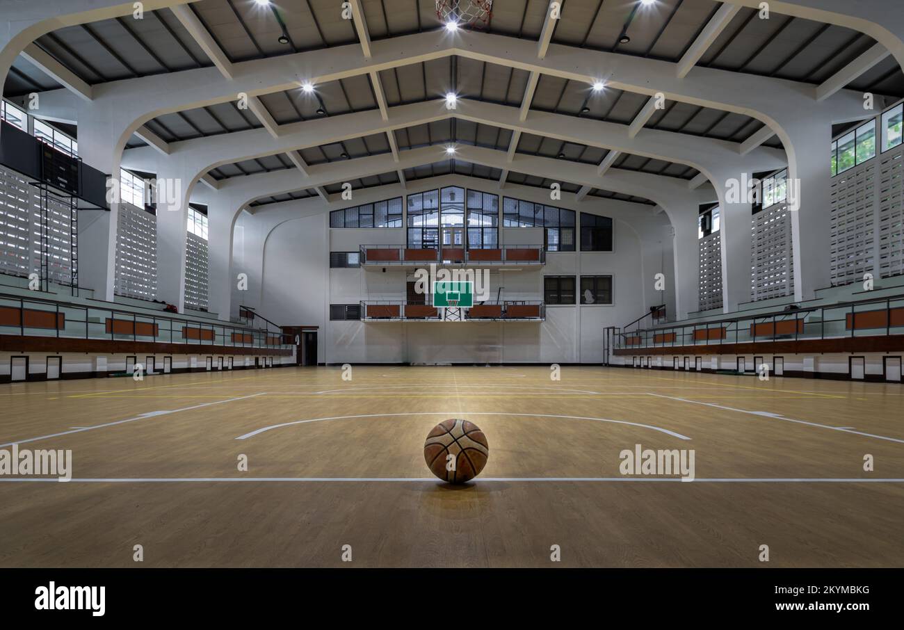 Bangkok, Thailand Nov 27, 2022 Basketball ball placed on court