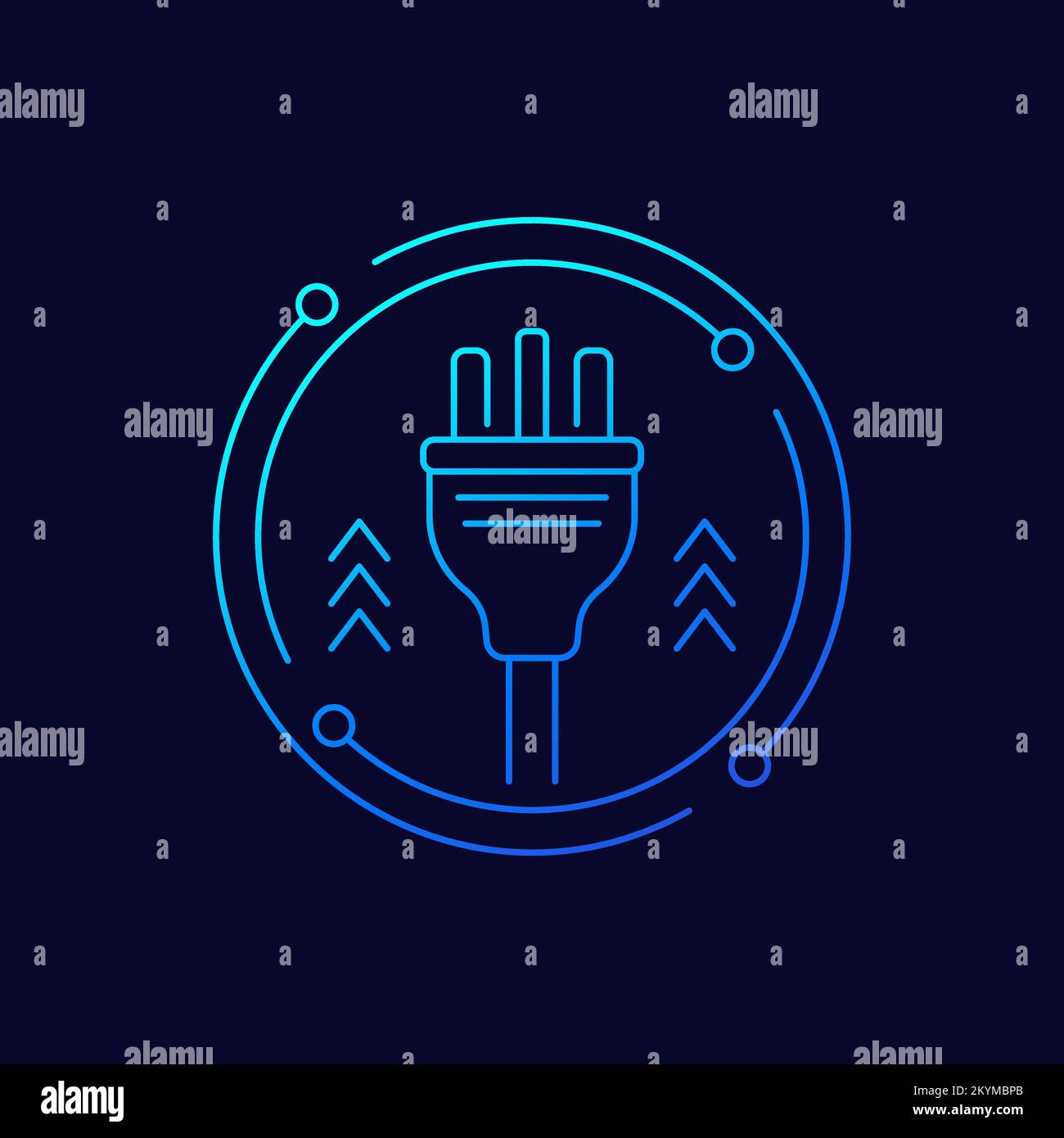 electric plug with 3 pins line vector icon Stock Vector