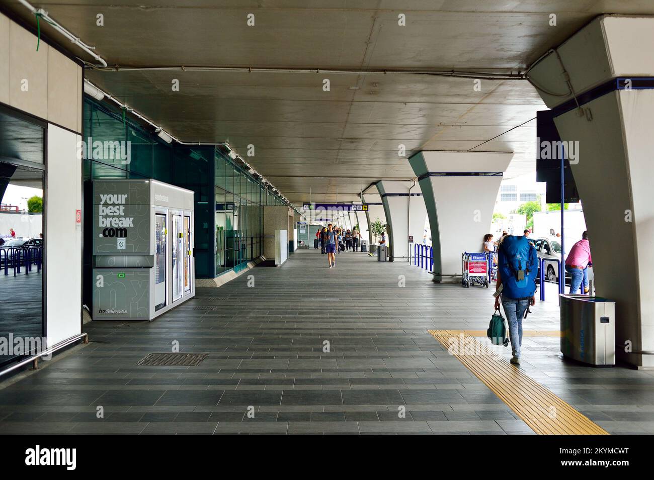 ROME, ITALY - AUGUST 16, 2015: Fiumicino Airport terminal outdoor. Fiumicino - Leonardo da Vinci International Airport is a major international airpor Stock Photo