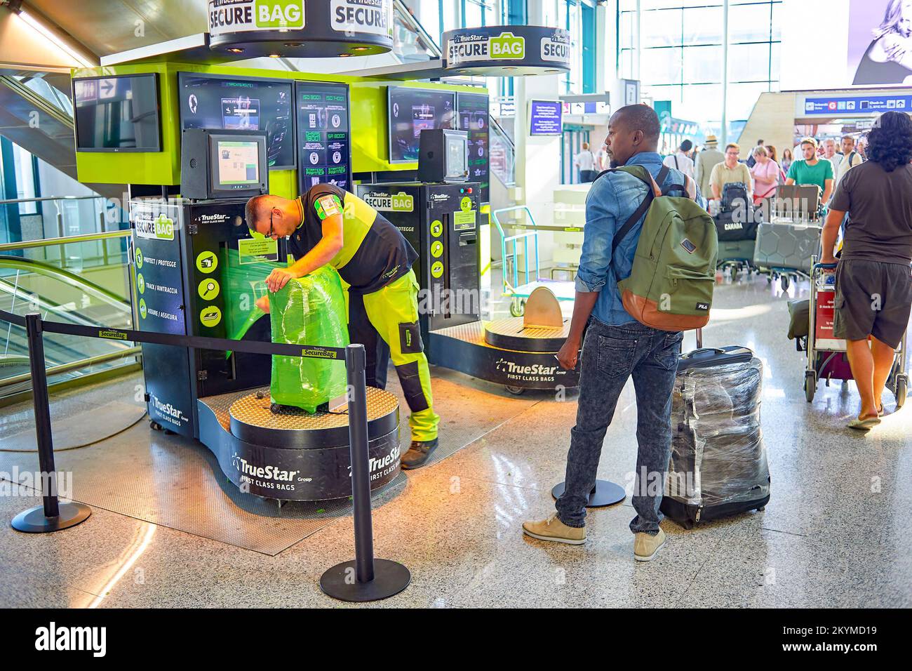 ROME, ITALY - AUGUST 16, 2015: protect bug service in Fiumicino Airport ...
