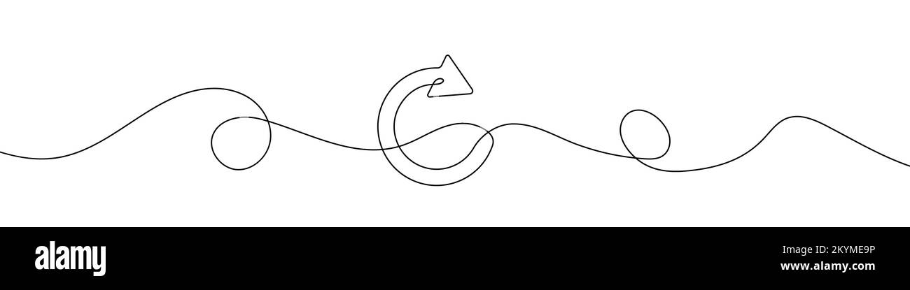 Recycling arrow in continuous line drawing style. Line art of a round ...