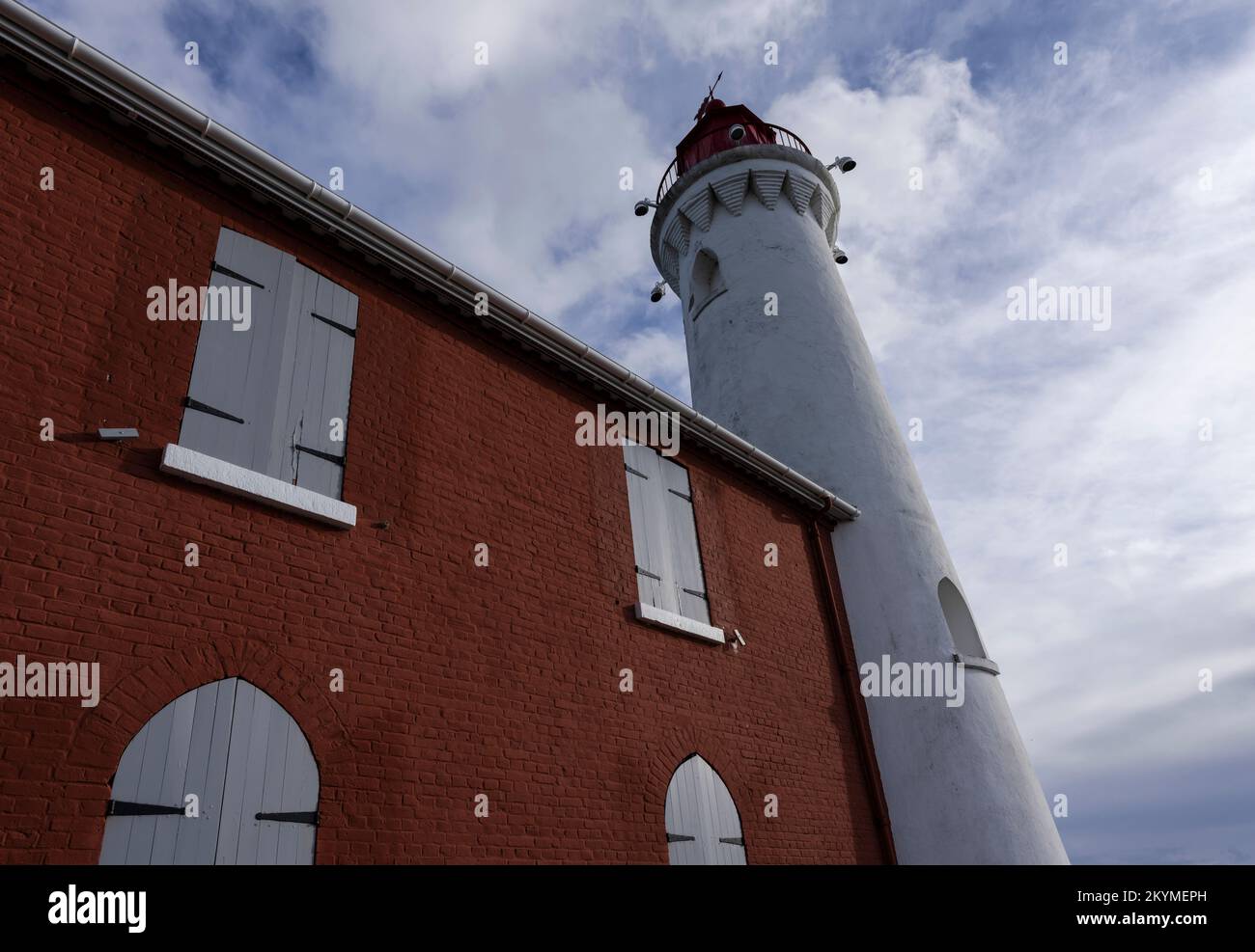 The Fisgard Lighthouse at Fort Rodd Hill National Historic Site near Victoria, British Columbia, Canada. Stock Photo