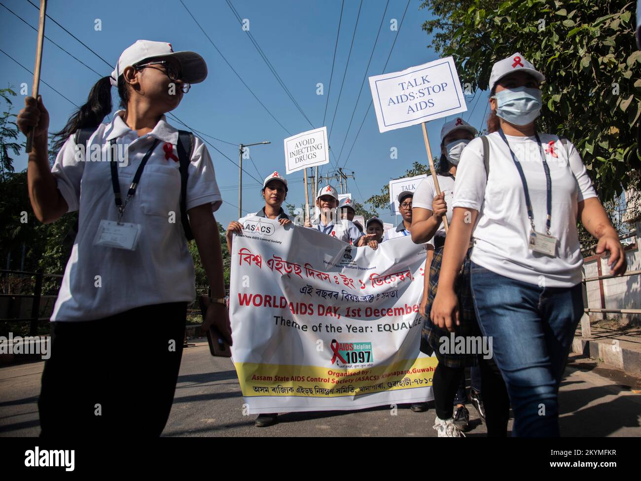 GUWAHATI, INDIA DECEMBER 1 Nursing students take part in an AIDS