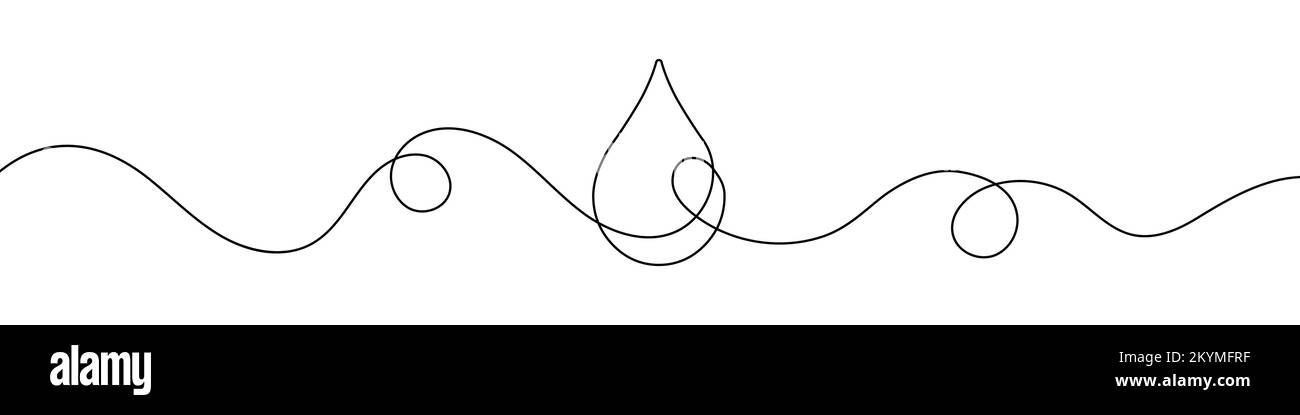 Water drop in continuous line drawing style. Line art of drop icon ...