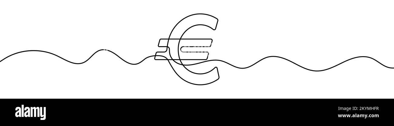 Euro currency symbol in continuous line drawing style. Line art of euro currency symbol. Vector illustration. Abstract background Stock Vector