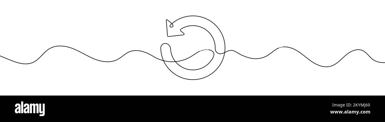 Recycling arrow in continuous line drawing style. Line art of a round ...