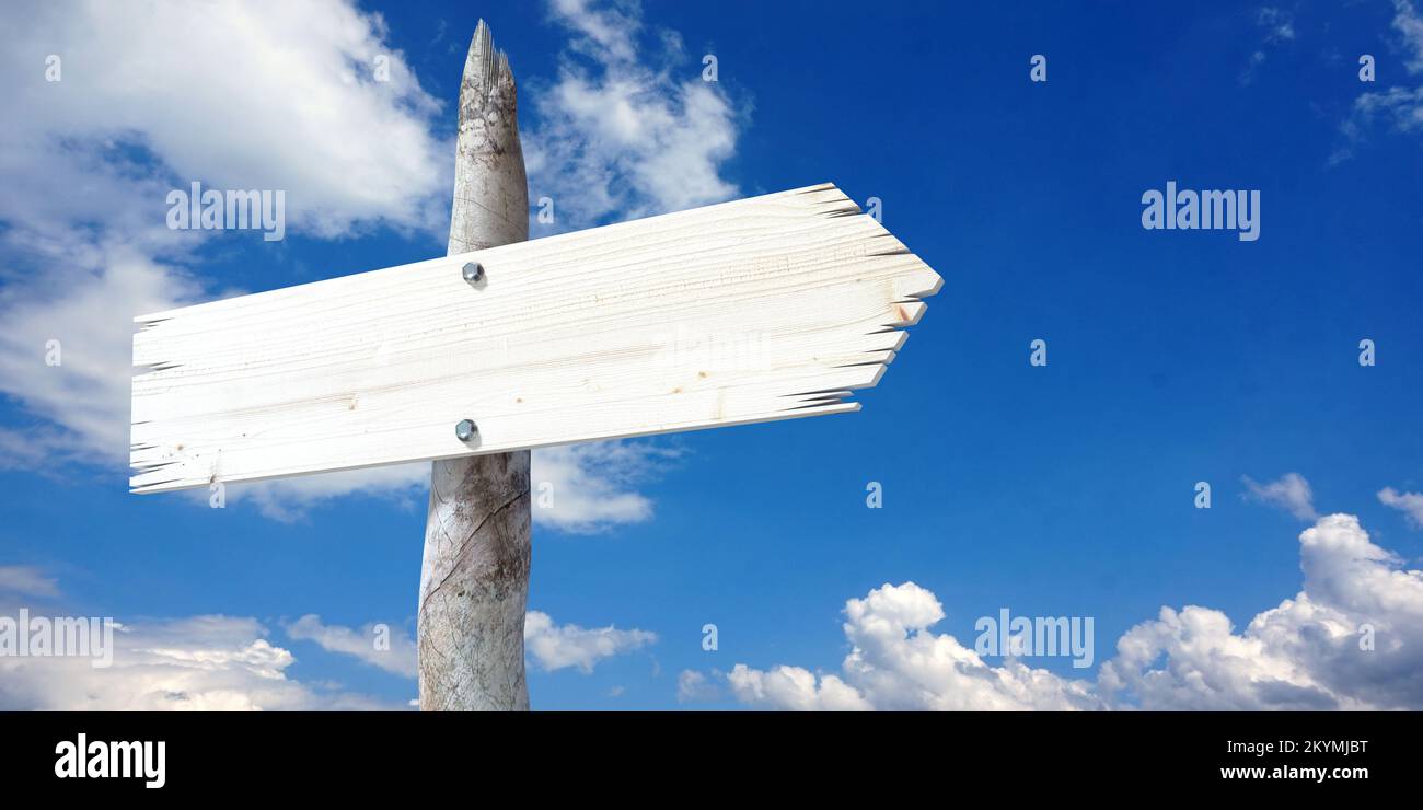 Wooden signpost with clear one arrow Stock Photo Alamy