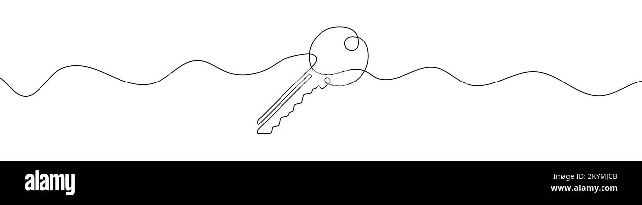 Key icon in continuous line drawing style. Line art of key icon. Vector ...