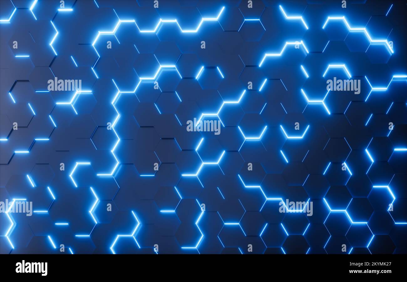 Glowing hexagonal background pattern, 3d rendering. Digital drawing ...