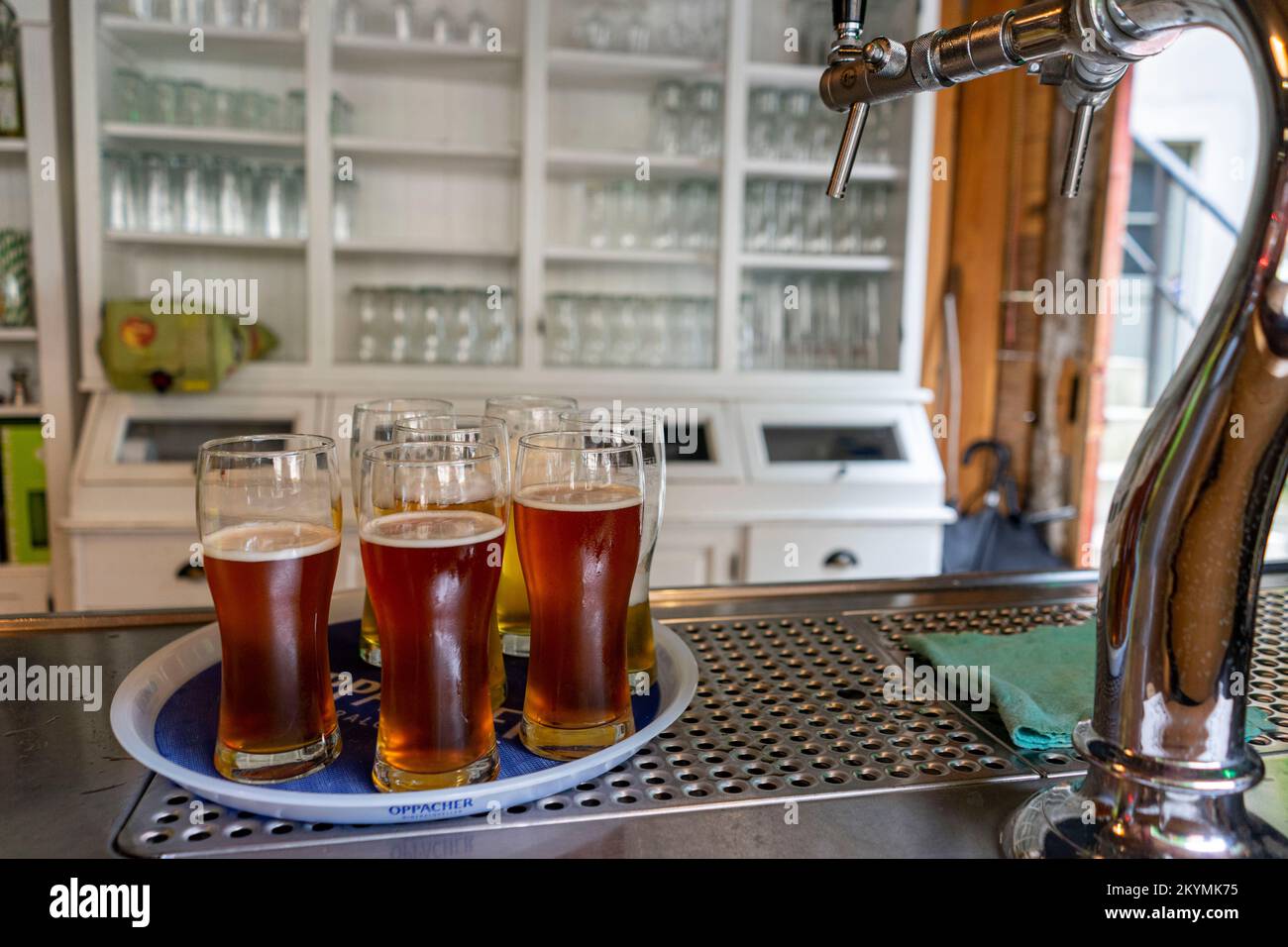 Tray of beers lagers in Germany Stock Photo Alamy