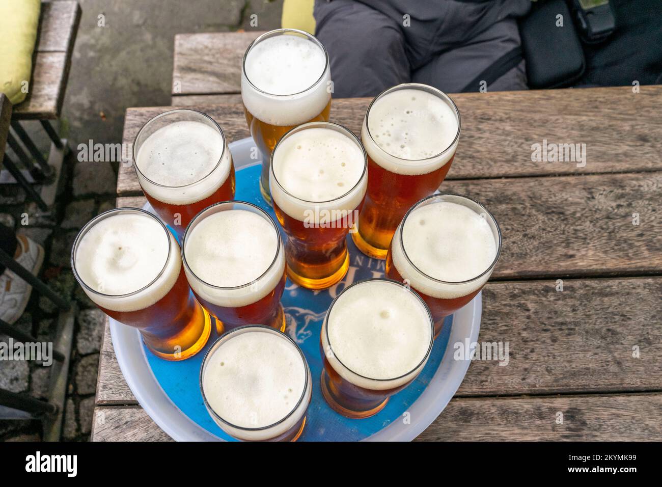 Tray of beers lagers in Germany Stock Photo Alamy