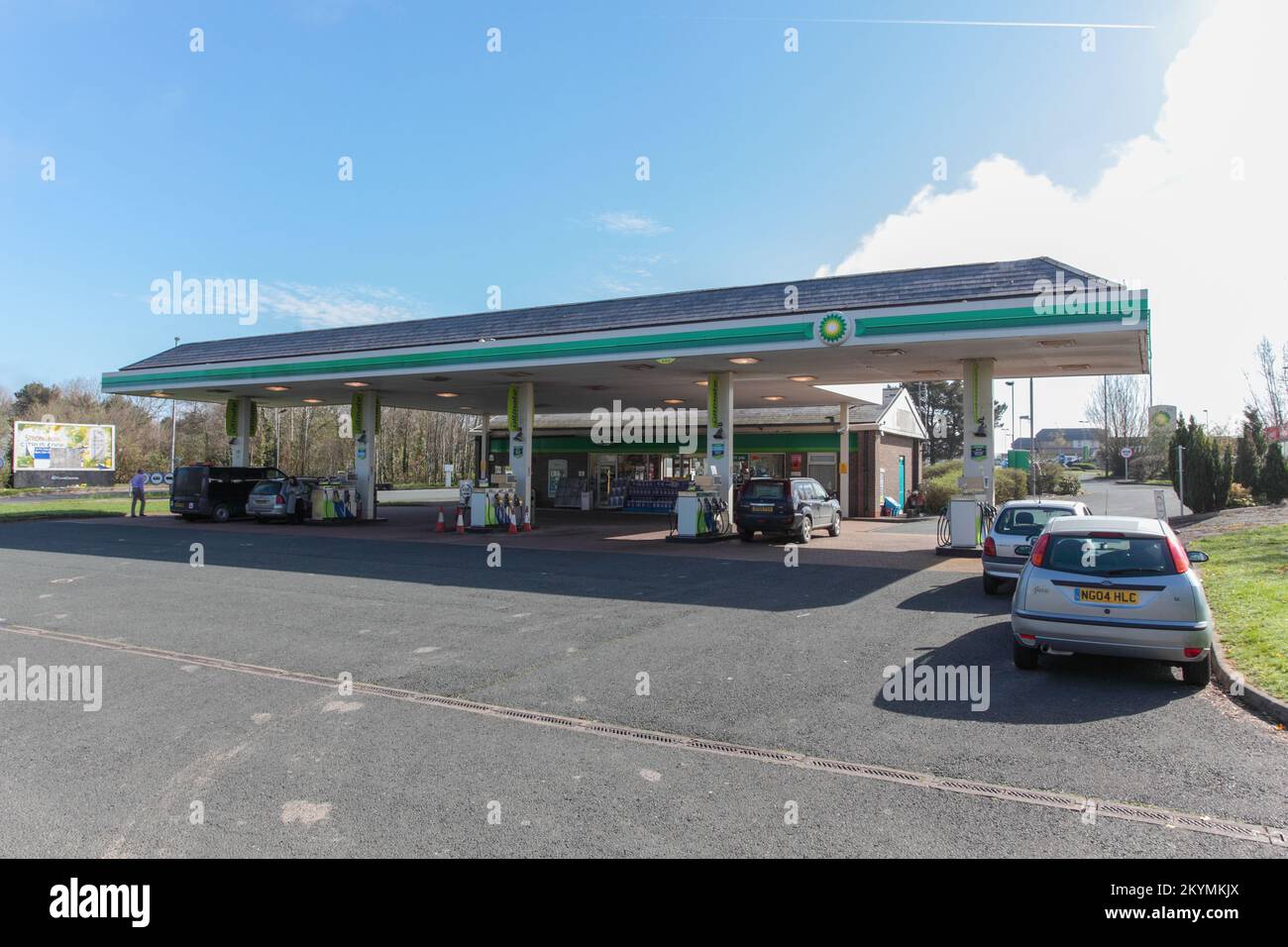 BP petrol station, Saltash Services, Carkeel Roundabout, Callington Road, PL12 6LF Stock Photo