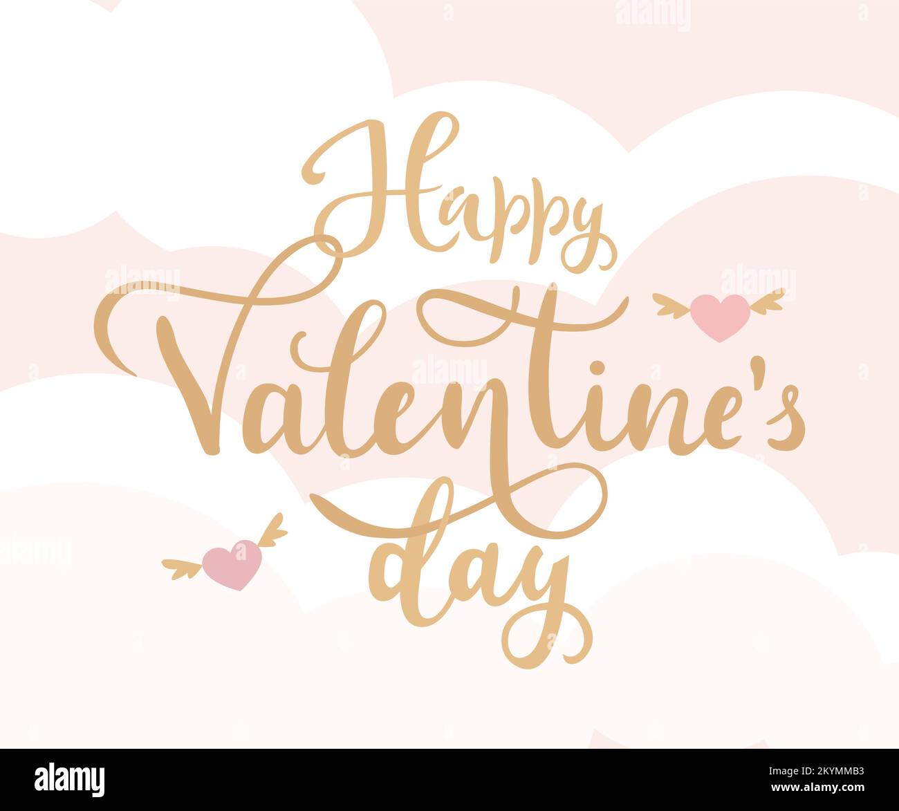 Happy Valentines day greeting card with hearts and clouds. Typography ...