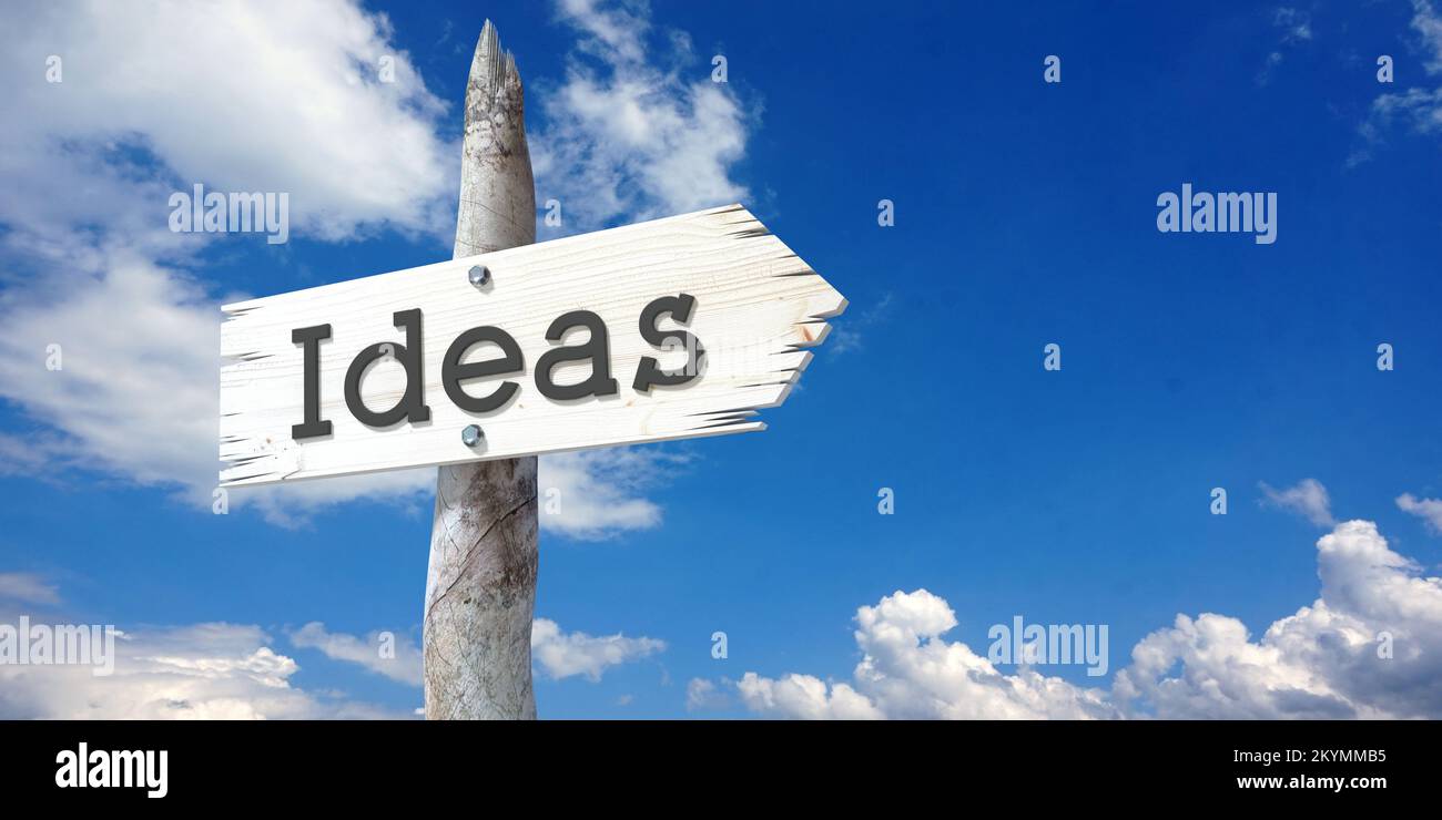 Ideas wooden signpost with one arrow Stock Photo Alamy