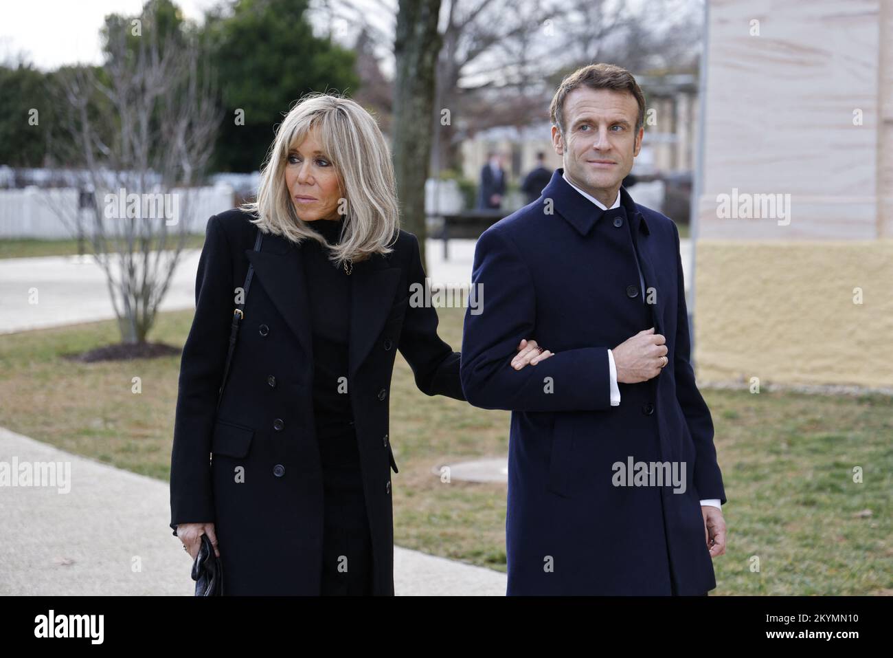 French President Emmanuel Macron and his wife Brigitte Macron visit