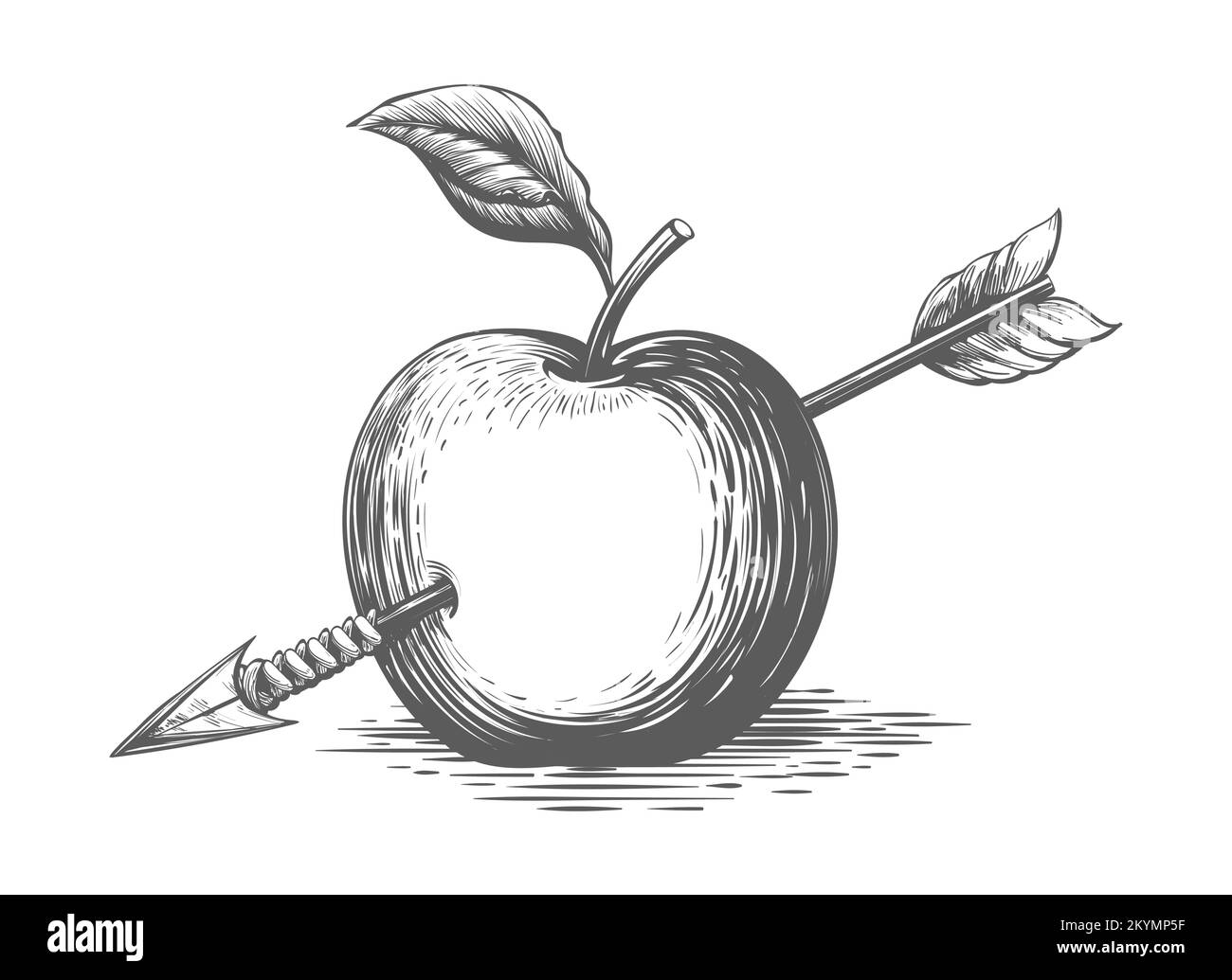 Apple with arrow engraving Stock Vector
