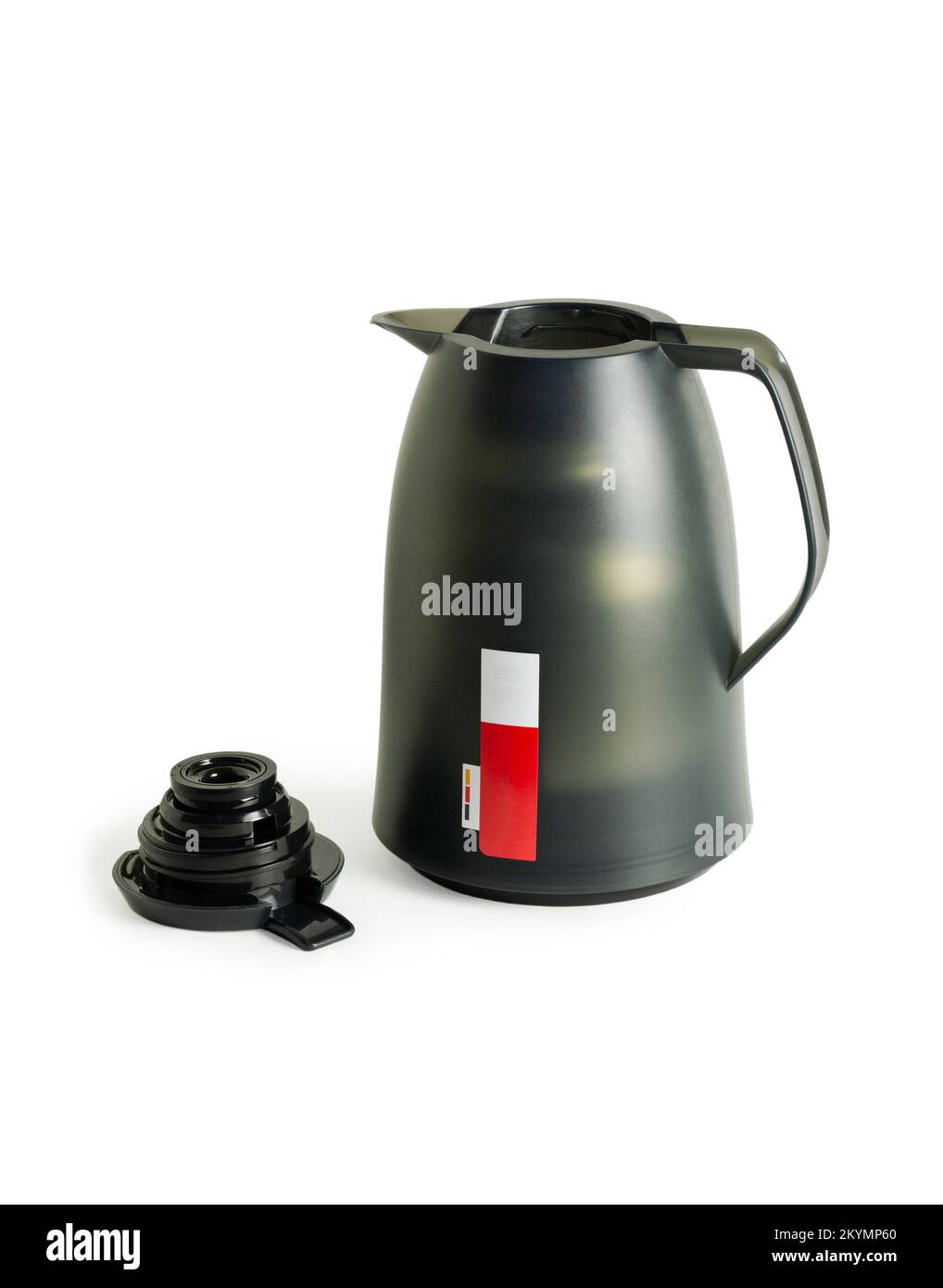 Dark green thermos with open lid. Closeup. Isolated on white background Stock Photo Alamy