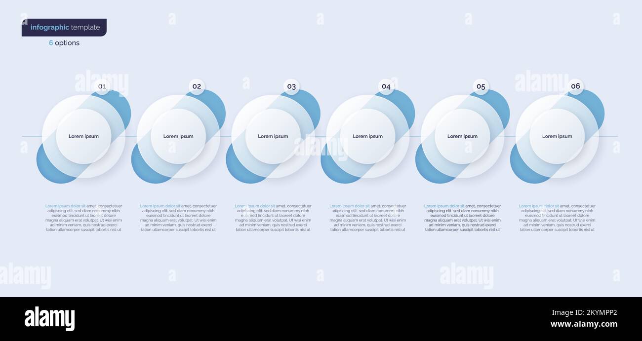 Vector gradient minimalistic infographic template composed of 6 circles Stock Vector