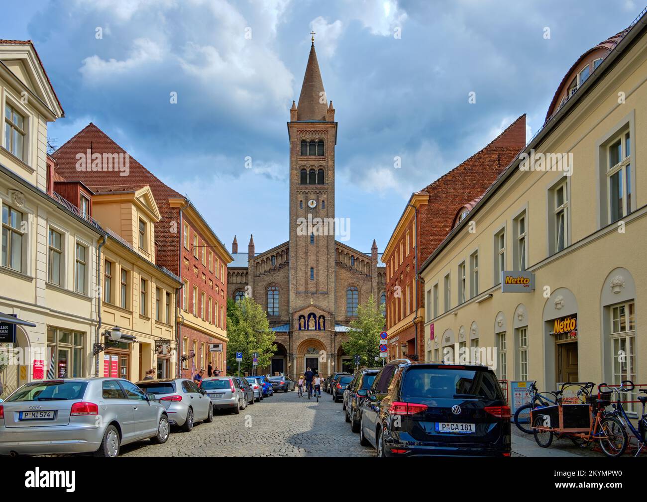Street scenario of Brandenburg Street looking towards the Church of Ss