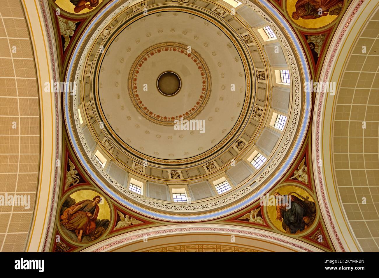 View into the dome of the Church of St. Nicholas on the Old Market Square, Potsdam, Brandenburg, Germany. Stock Photo