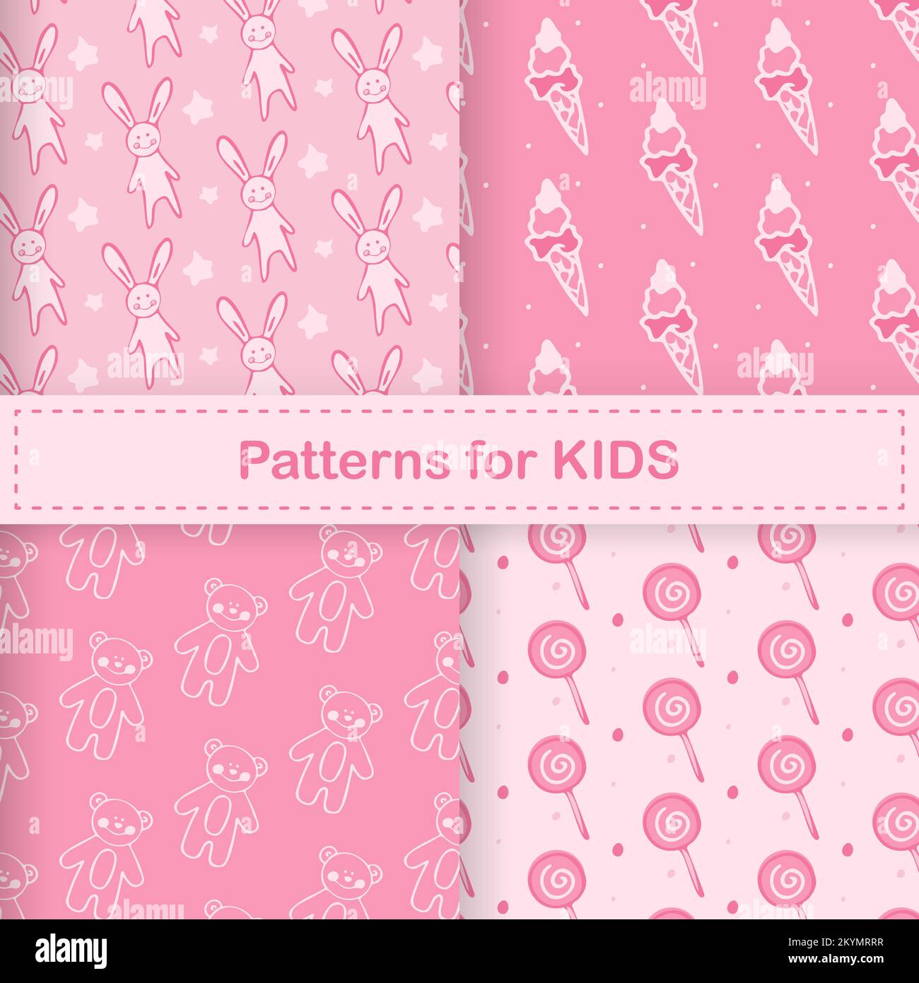 Seamless pattern for cute little girls and boys. Doodle children