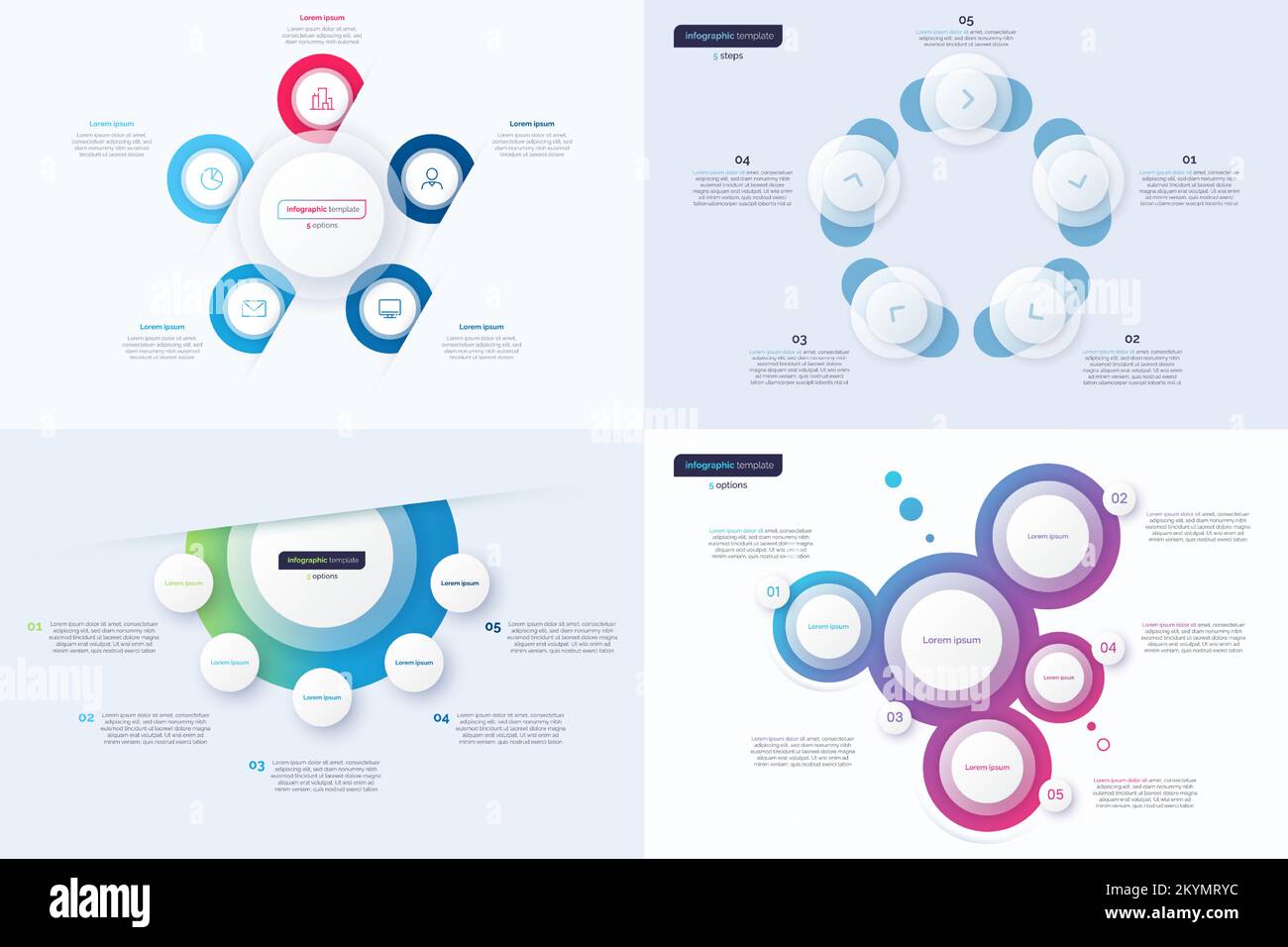 Set of five option circle infographic design templates. Vector ...