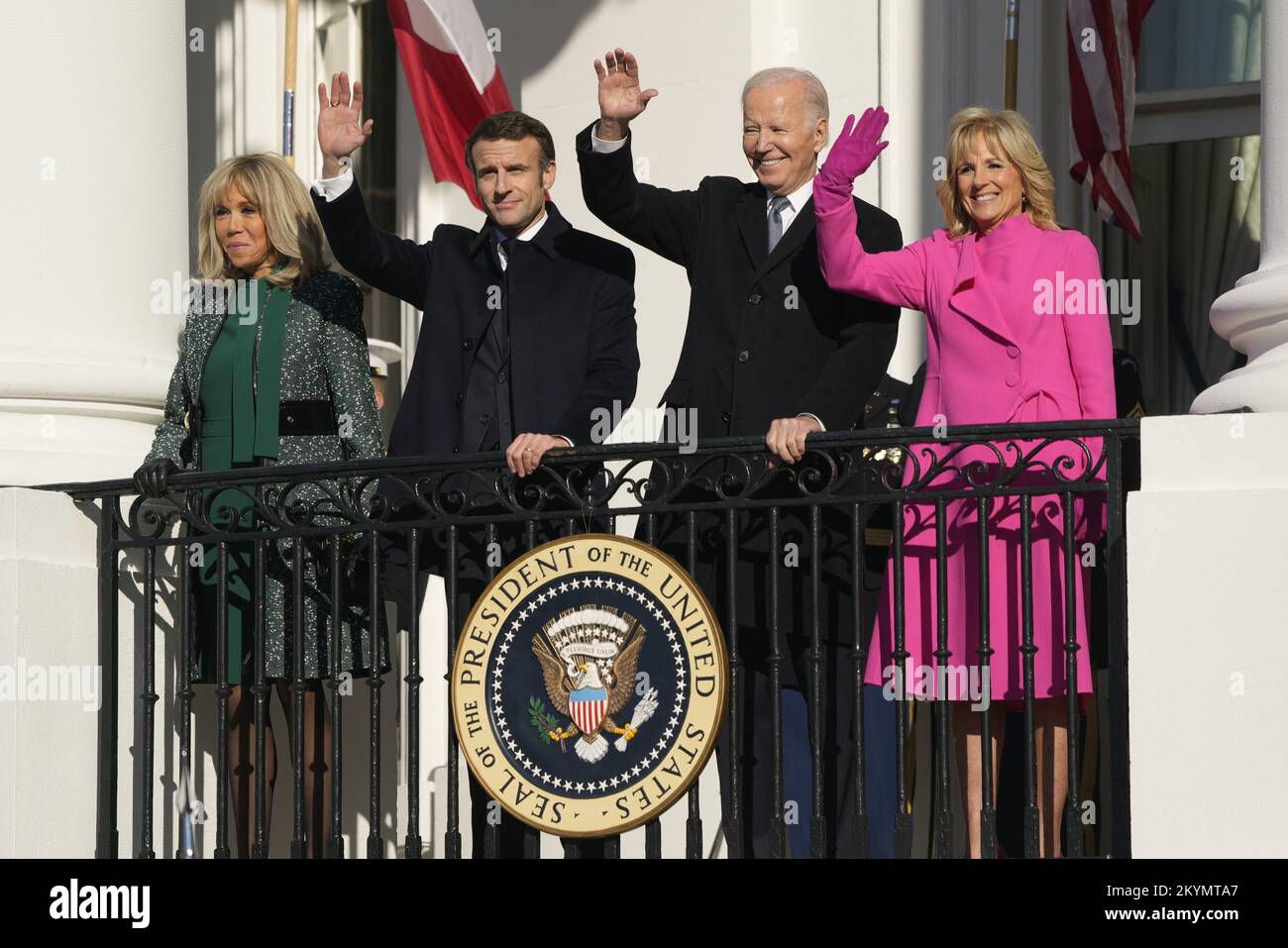 Washington, DC, December 1, 2022, United States President Joe Biden and first lady Dr. Jill Biden host a State Arrival ceremony honoring President Emmanuel Macron and Brigitte Macron of France on the South Lawn of the White House in Washington, DC on Thursday, December 1, 2022Credit: Chris Kleponis / Pool via CNP Credit: Abaca Press/Alamy Live News Stock Photo
