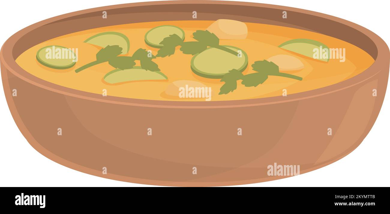 Vegetables soup icon cartoon vector. Chinese food. Happy family Stock