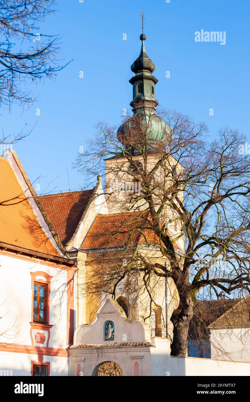 church of Saint  Sigismond and palace in Popice, Znojmo region, Czech Republic Stock Photo