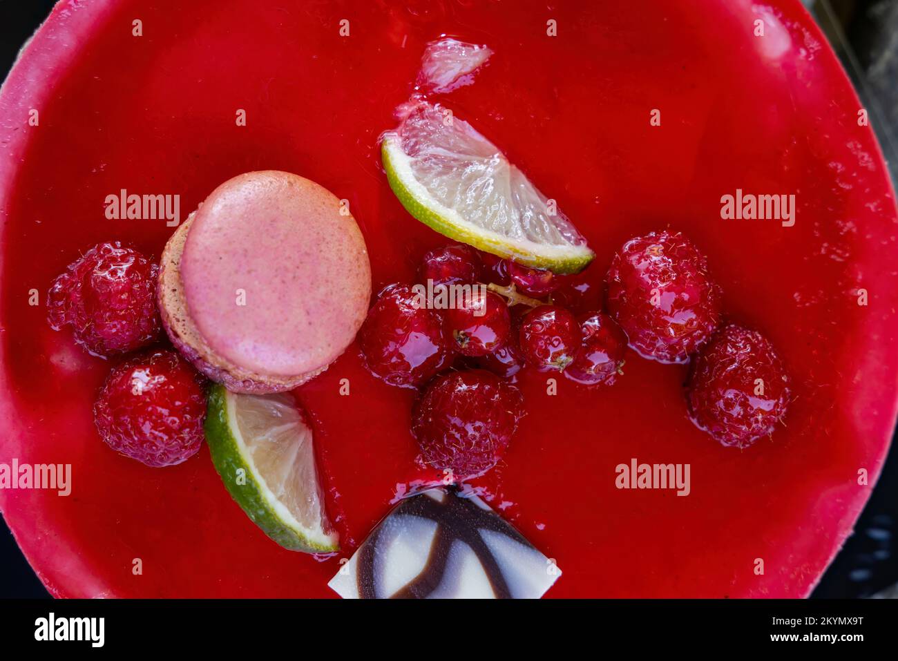 jelly fruit cake with a macaroon Stock Photo
