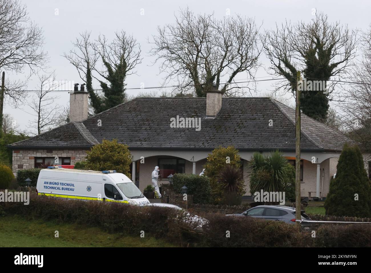 Forensic officers at a house in Castleblayney Co Monaghan, where the body of a man was discovered. Picture date: Thursday December 1, 2022. Stock Photo