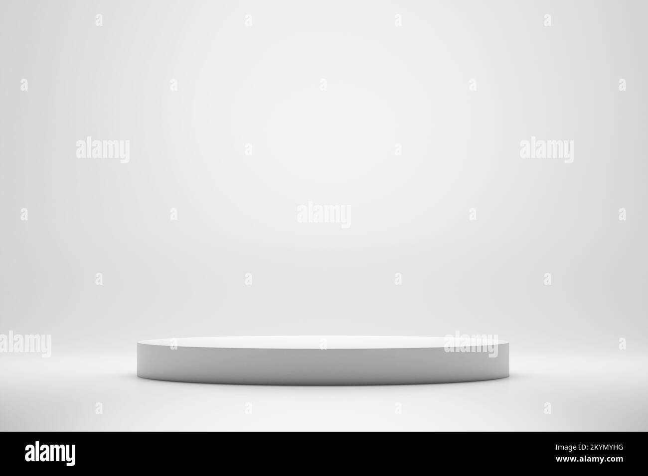 Realistic 3d rendering platform for product display with total white colors. Stock Photo