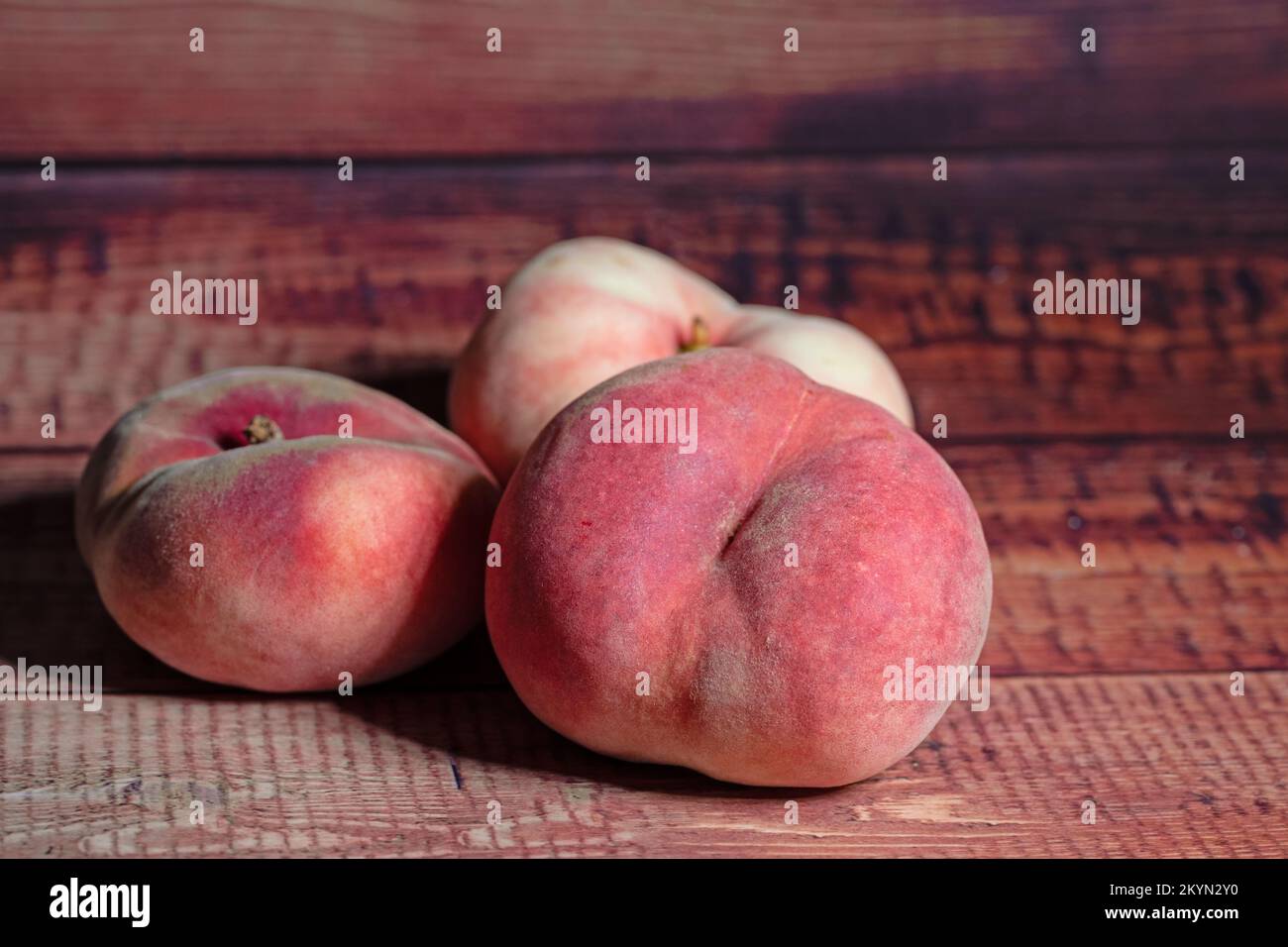 Flat peaches in a closeup Stock Photo Alamy