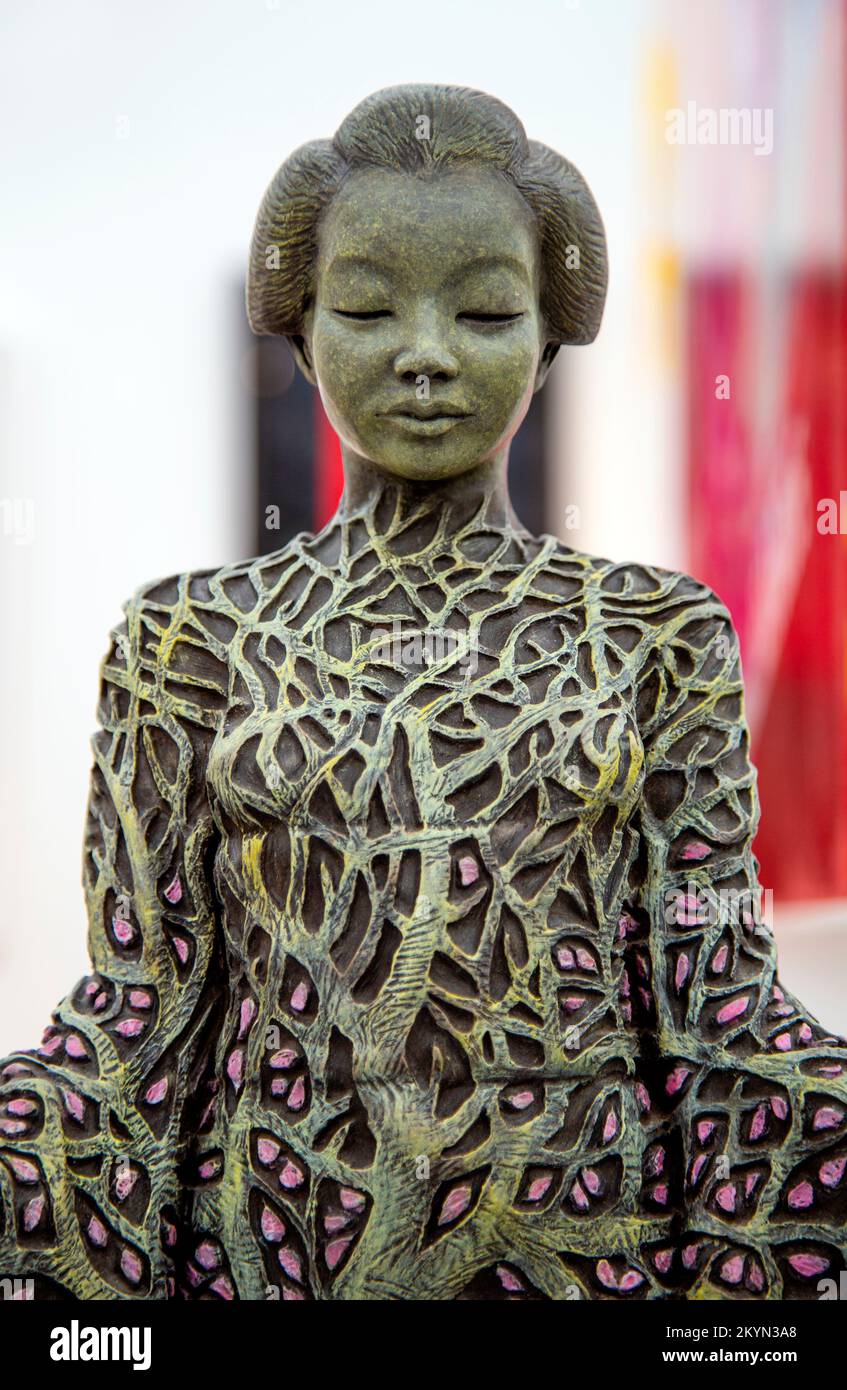 Jonathan Hateley 'Transience' painted bronze resin sculpture at The Affordable Art Fair 2018, London, UK Stock Photo