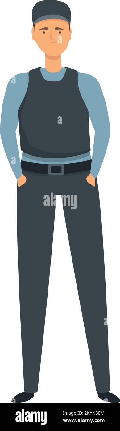 Camera guard icon cartoon vector. Security man. Center back Stock Vector