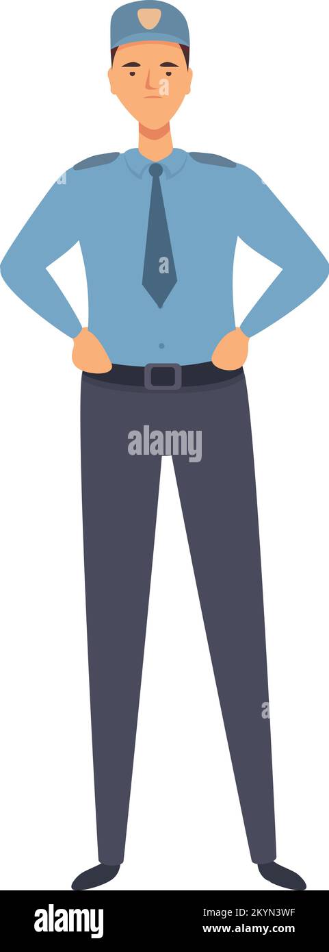 Back guard icon cartoon vector. Police man. Center uniform Stock Vector