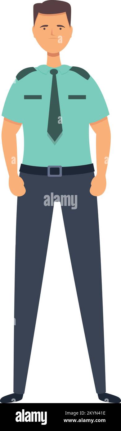 Head guard icon cartoon vector. Police man. Center camera Stock Vector