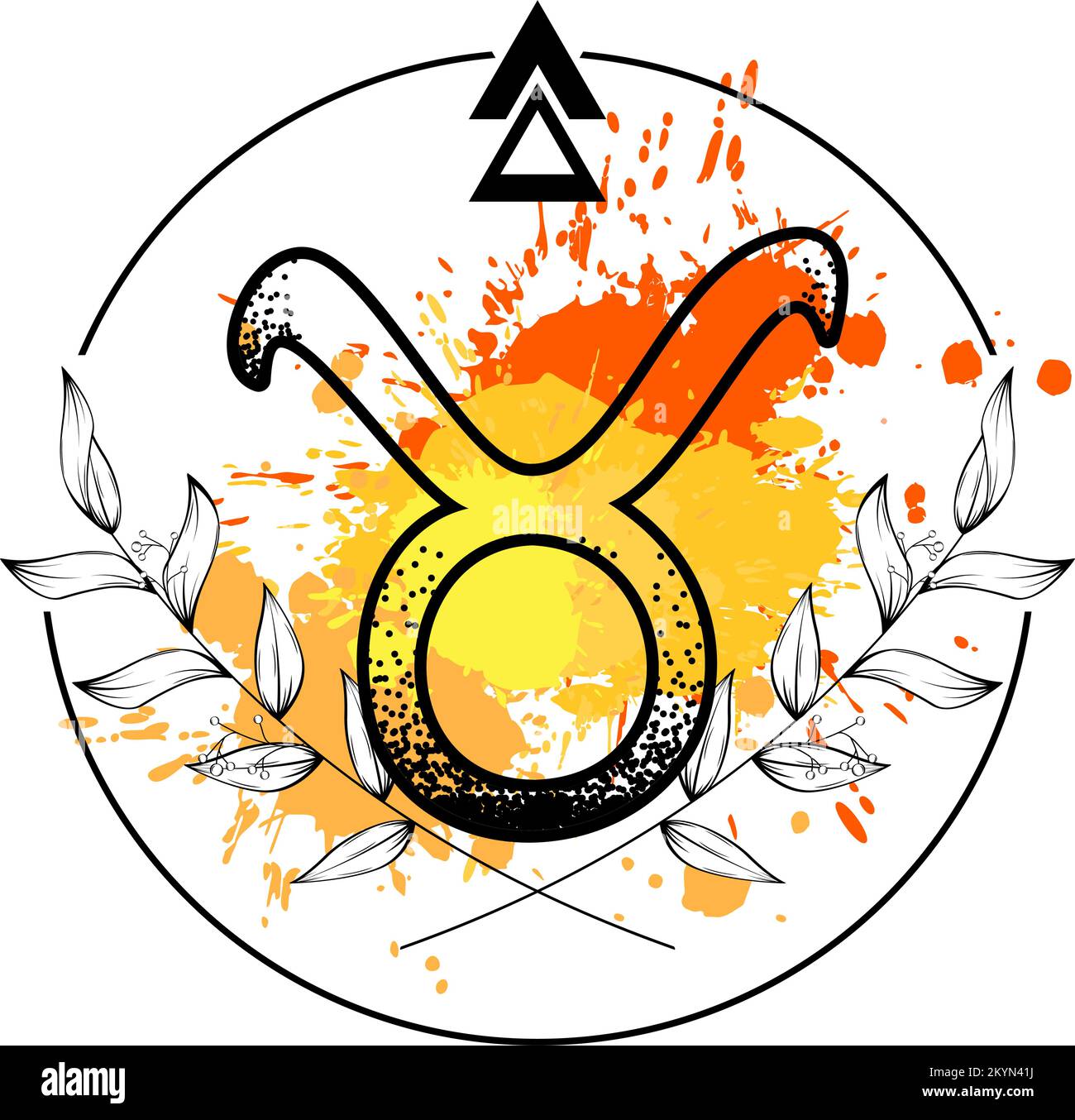 taurus zodiac symbol tattoo watercolor splatter flowers lines