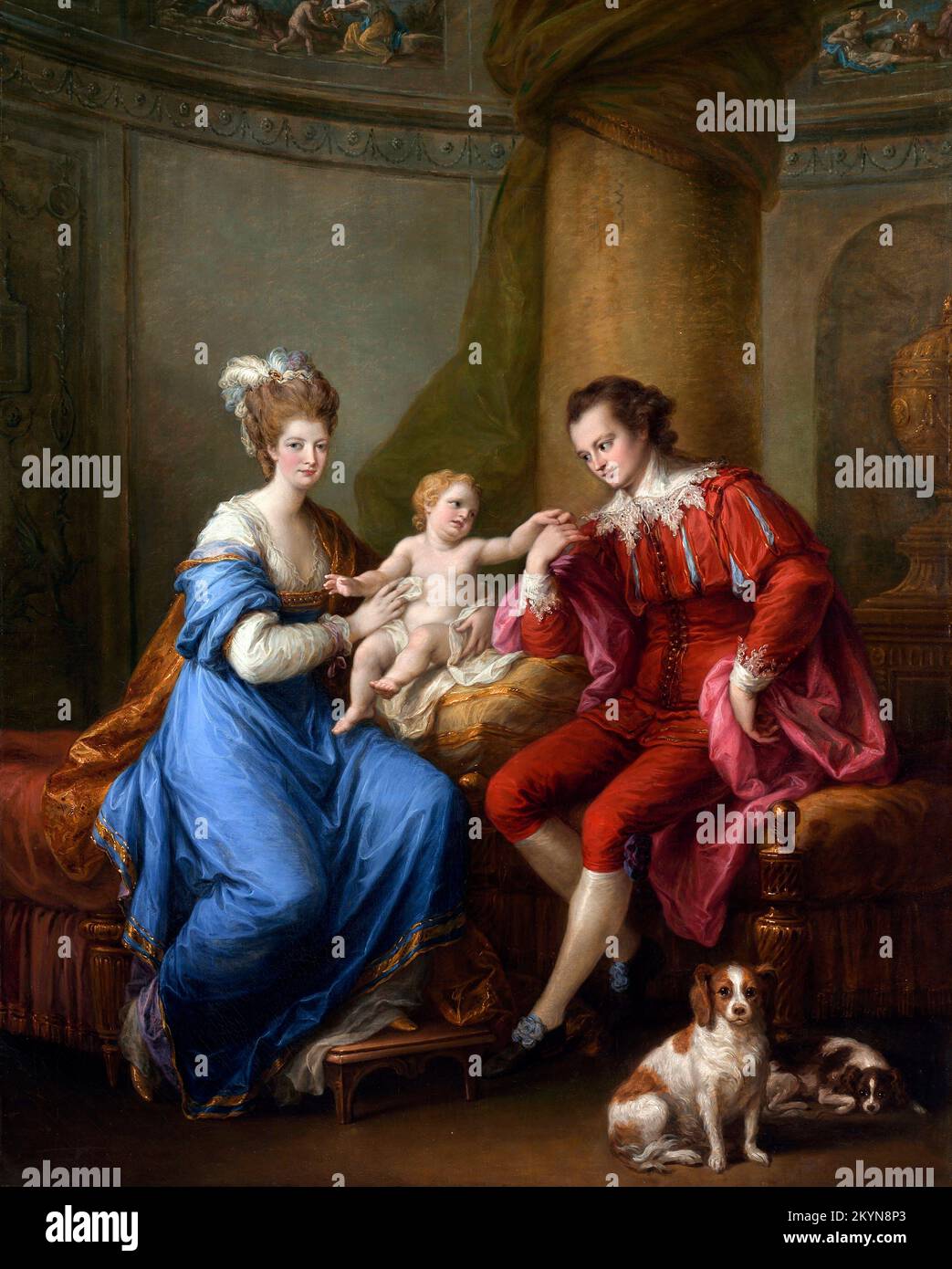 Edward Smith Stanley, Twelfth Earl of Derby, with His First Wife (Lady Elizabeth Hamilton) and Their Son (Edward Smith Stanley) by the Swiss painter, Angelica Kauffmann (1741-1807), oil on canvas, c. 1776 Stock Photo