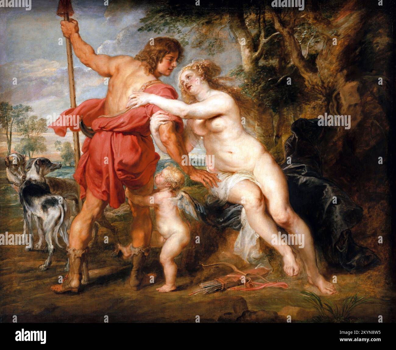 Venus and Adonis by Peter Paul Rubens (1577-1640), oil on canvas, mid 1630s Stock Photo