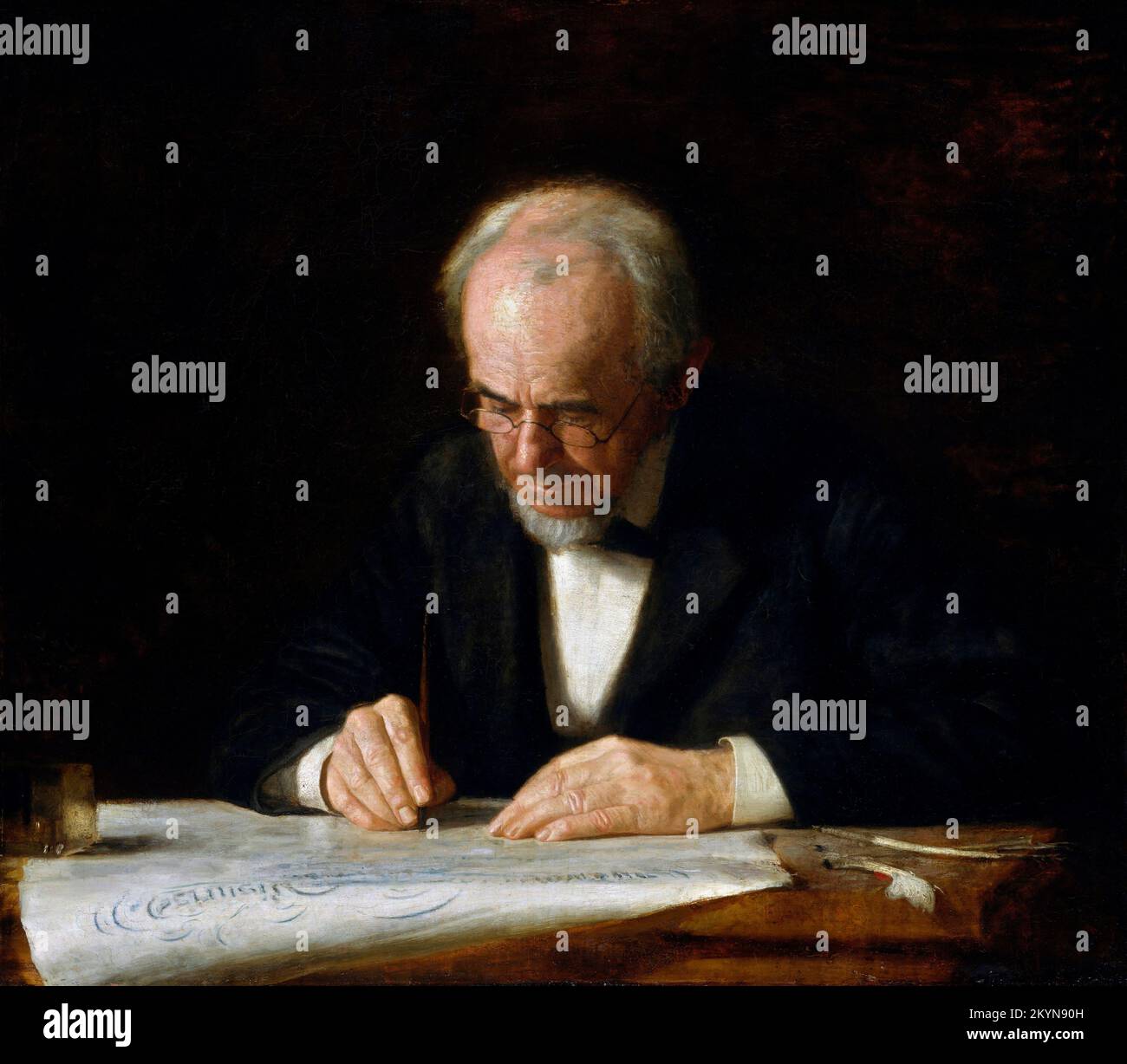 The Writing Master by Thomas Eakins (1844-1916), oil on canvas, 1882 Stock Photo