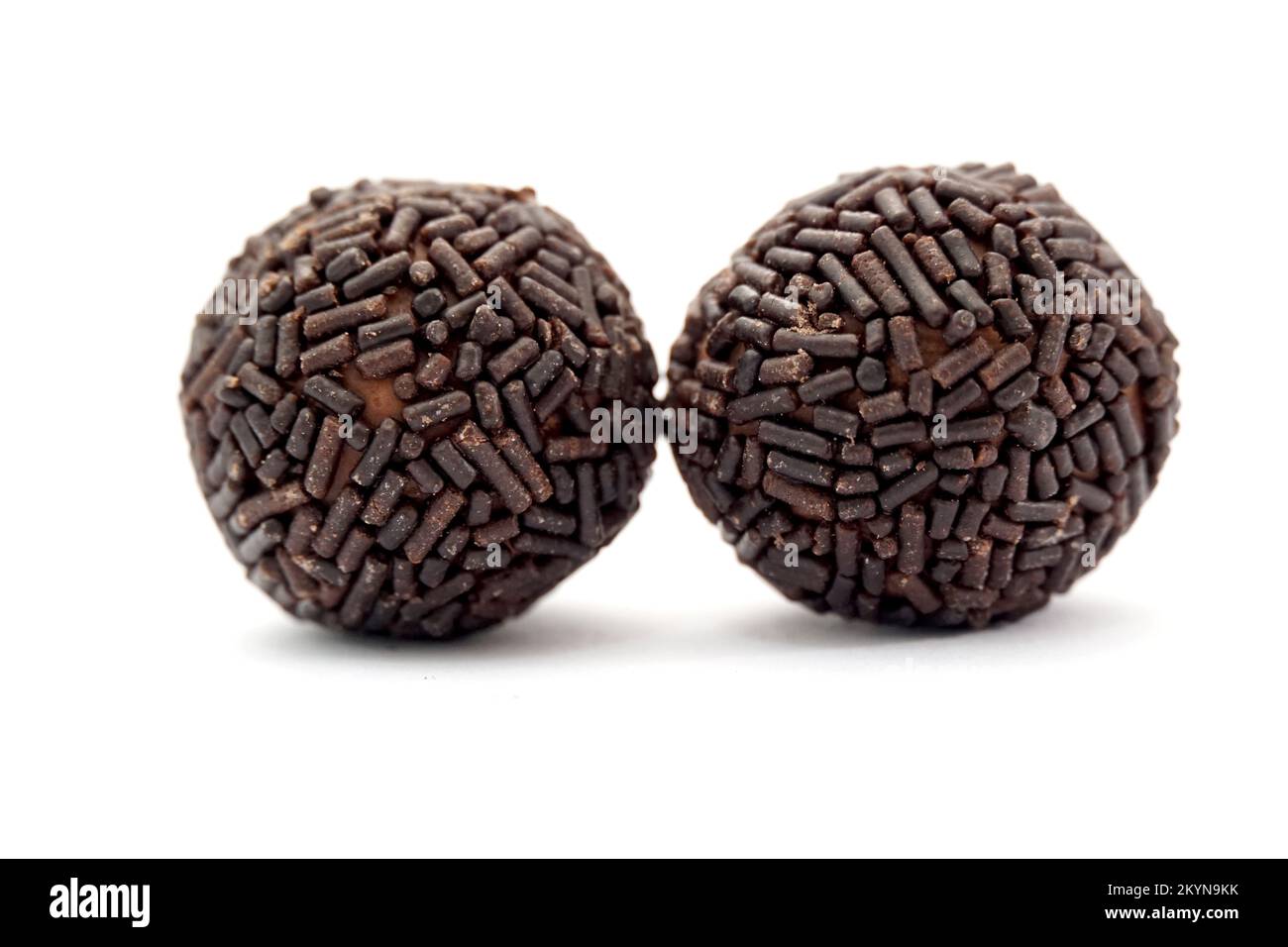 chocolate rum flavored truffles isolated on white background Stock