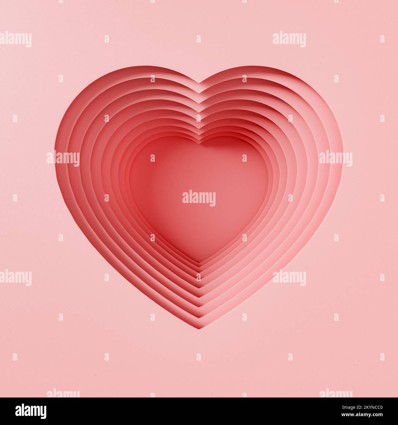 3d rendering of a red heart with multi-layered paper cut effect with ...