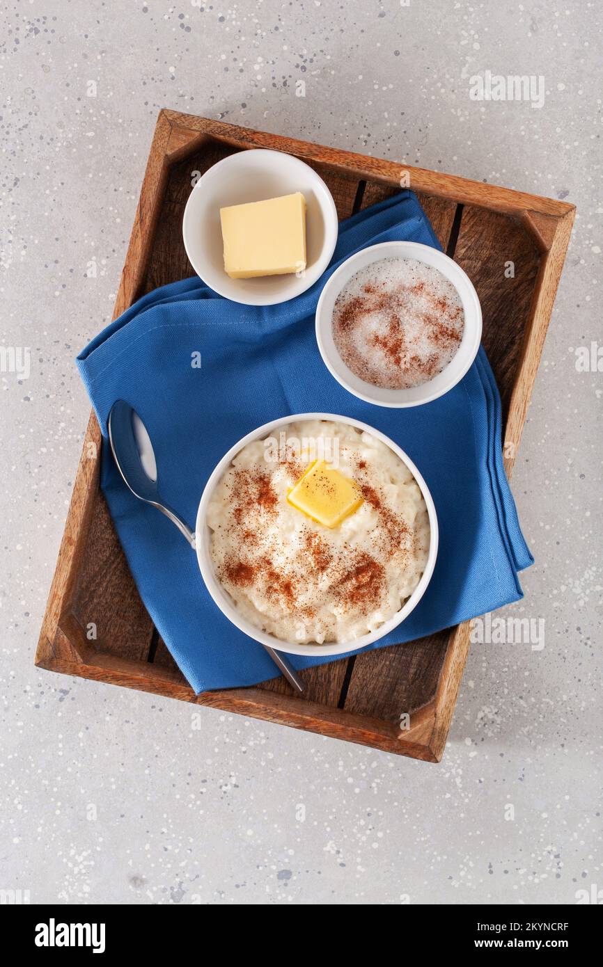 rice pudding with butter cinnamon. french riz au lait, norwegian ...