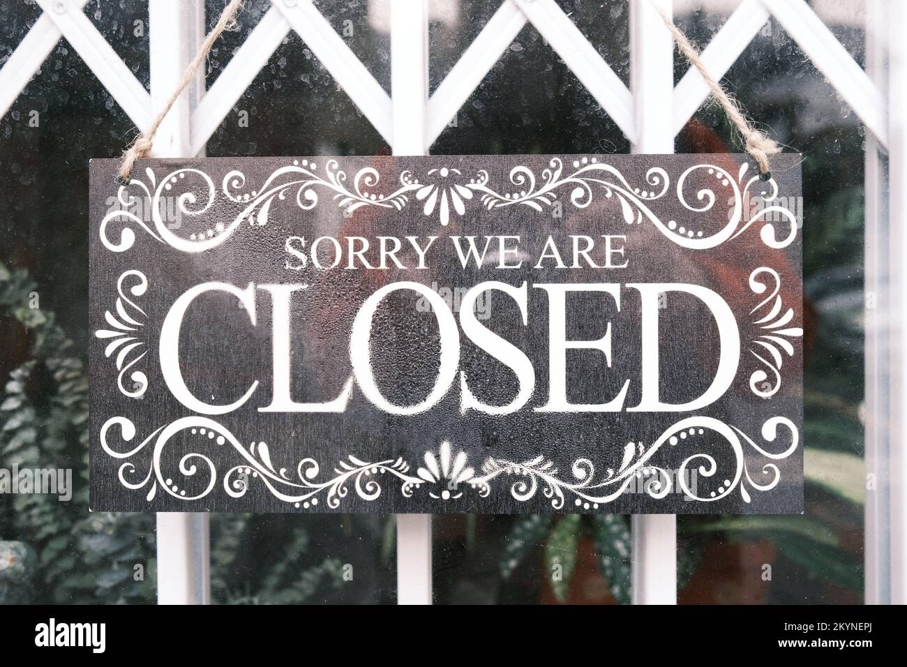 Sorry We Are Closed Sign on a Shop. Stock Photo