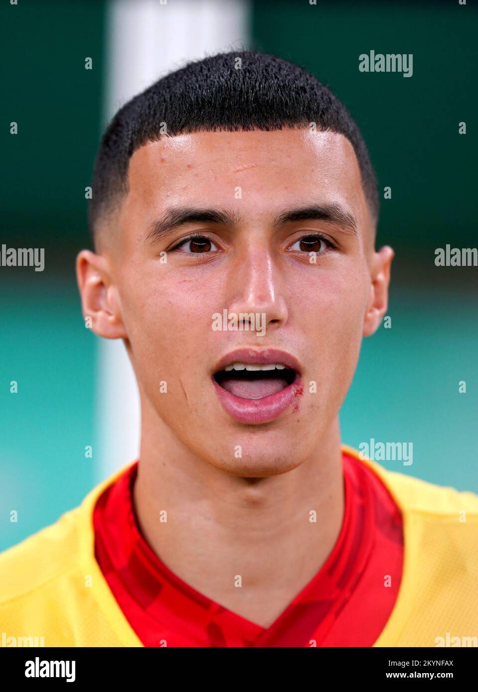 Morocco's Bilal El Khannouss ahead of the FIFA World Cup Group F match