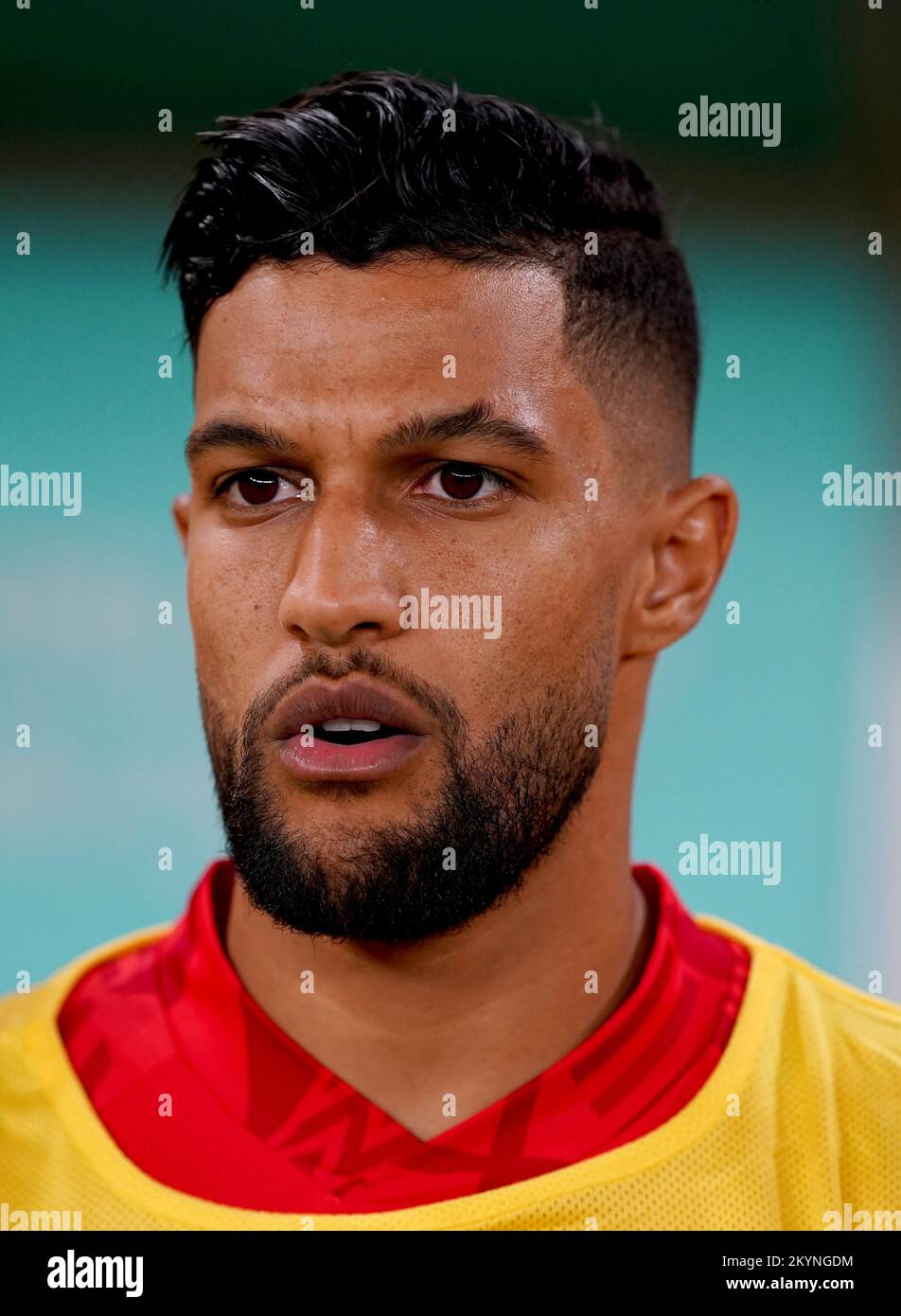 Morocco's Yahya Attiat-Allah ahead of the FIFA World Cup Group F match at the Al Thumama Stadium, Doha, Qatar. Picture date: Thursday December 1, 2022. Stock Photo