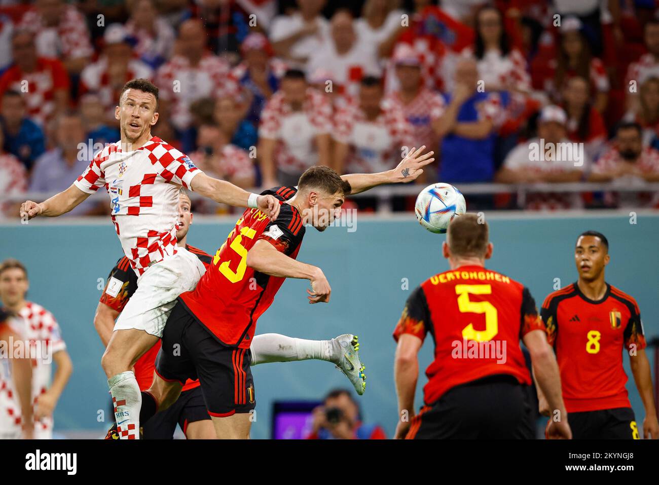 Doha, Catar. 01st Dec, 2022. PERISIC Ivan from Croatia and MEUNIER Thomas from Belgium during a match between Tunisia and France, valid for the group stage of the World Cup, held at the Education City Stadium in Doha, Qatar. Credit: Rodolfo Buhrer/La Imagem/FotoArena/Alamy Live News Stock Photo