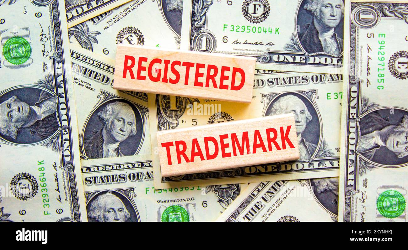 Registered trademark symbol. Concept word Registered trademark wooden