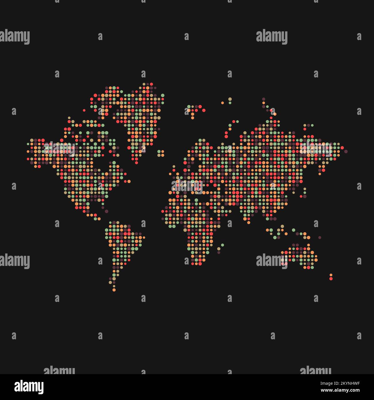 World 2 Silhouette Pixelated generative pattern map illustration Stock ...